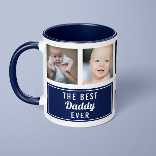 The Best Daddy Ever Navy Blue Collage Photo Mug