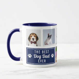 The Best Dog Dad Ever Navy Blue Pet Collage Photo Mug