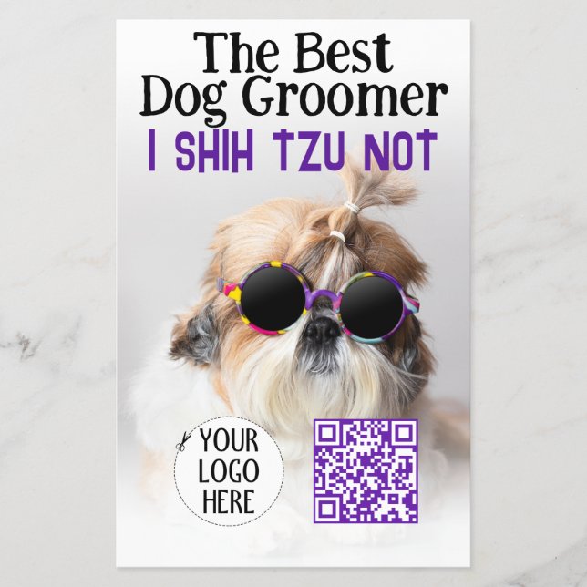 The Best dog groomer Shih Tzu Not Logo QR code Flyer (Front)