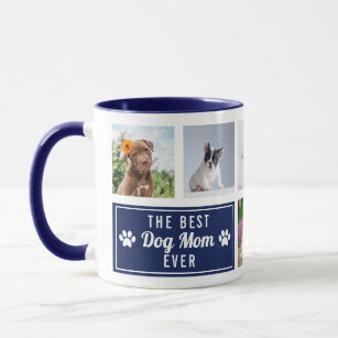 The Best Dog Mum Ever Navy Blue Pet Collage Photo Mug