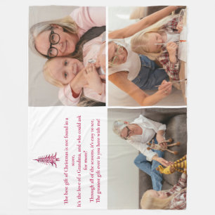 The Best Gift, Grandma, Christmas Pagoda 3-Photo  Fleece Blanket