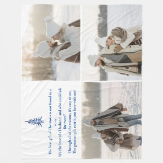 The Best Gift, Husband, Christmas Pagoda 3-Photo  Fleece Blanket