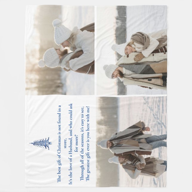 The Best Gift, Husband, Christmas Pagoda 3-Photo  Fleece Blanket (Front)