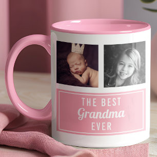 The Best Grandma Ever Pink Collage Photo Mug