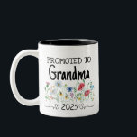 The Best Grandma Get Promoted Est 2025 Two-Tone Coffee Mug<br><div class="desc">promoted to, grandma, grandmother, 2025, mum, birthday,  pregnancy,  announcement gifts,  watercolor wildflowers,  custom year</div>