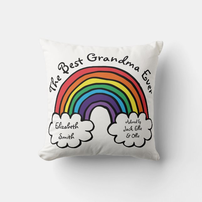 The Best Grandma Granny Ever Colorful Rainbow Cushion (Front)