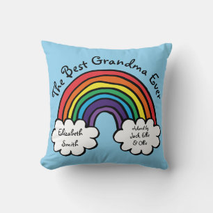 The Best Grandma Granny Ever Colourful Rainbow Blu Cushion