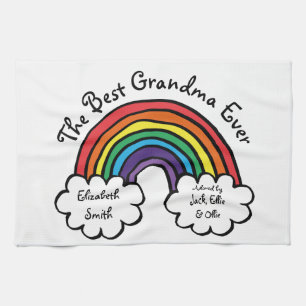 The Best Grandma Granny Ever Rainbow Tea Towel