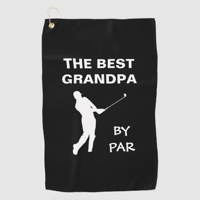 The Best Grandpa By Par Golf Granddad Golfer Pun Towel (Front)
