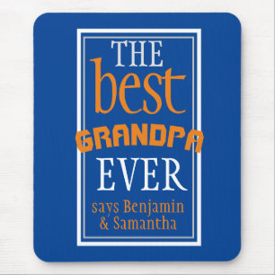 The Best Grandpa Ever Typography Blue Mouse Pad