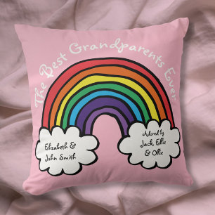 The Best Grandparents Ever Colourful Rainbow Pink Cushion