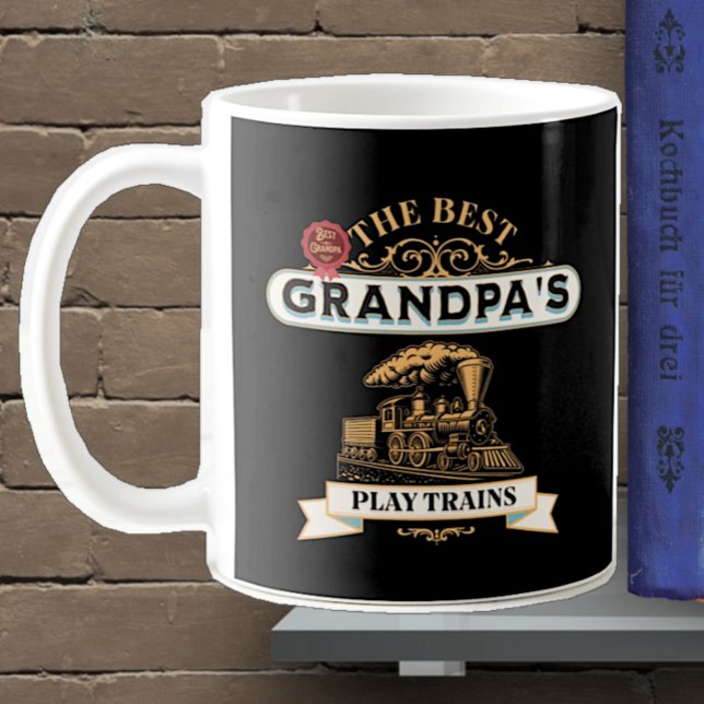 The Best Grandpas Play Trains Steam Engine Fleece  Coffee Mug (Creator Uploaded)