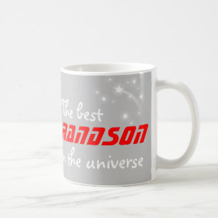 "The best grandson in the universe" red grey mug