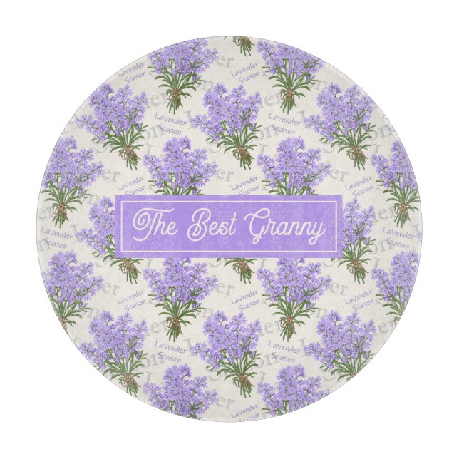 The Best Granny Lavender Personalised Glass Cutting Board (Front)
