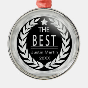 The Best in Black and White Medal Award Metal Ornament