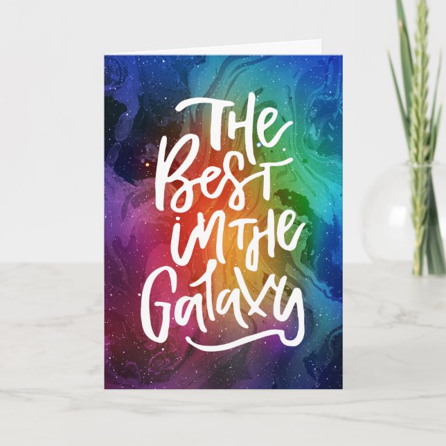 The Best in the Galaxy Rainbow Space Valentine's Holiday Card (Front)