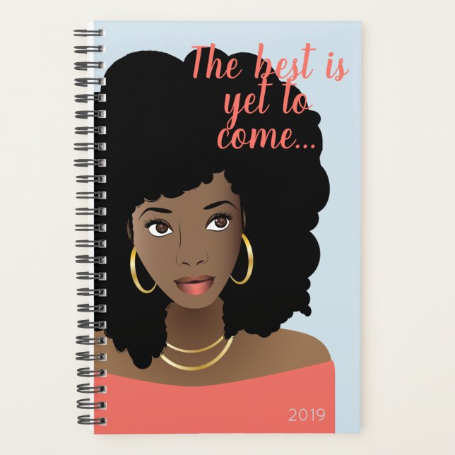 The Best is Yet to Come! Black Woman, Light Blue Planner (Front)
