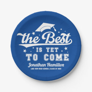 The Best Is Yet To Come Blue Grad Party Paper Plate