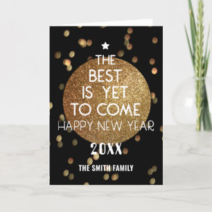 The Best Is Yet To Come Festive Bokeh Photo Holiday Card