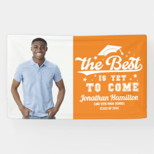 The Best Is Yet To Come Orange Grad Party Photo Banner