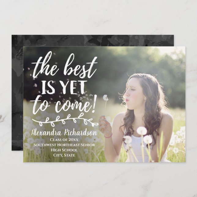 The Best is Yet to Come Overlay Photo Graduation Invitation (Front/Back)