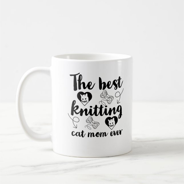 The best knitting cat mum ever funny knitting pun  coffee mug (Left)