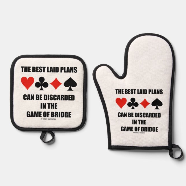 The Best Laid Plans Can Be Discarded In Bridge Oven Mitt & Pot Holder Set (Front)