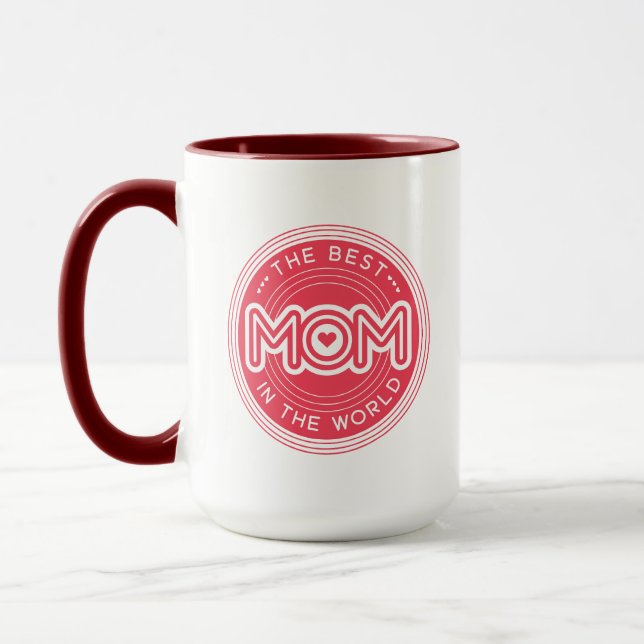 The Best Mom in the World Pink Modern Typography Mug (Left)