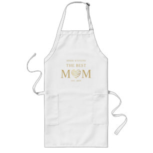 The Best MOM Quote White & Gold Effect Heart Long Apron