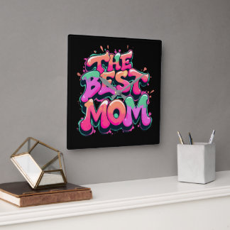 The best mom style graffiti square wall clock