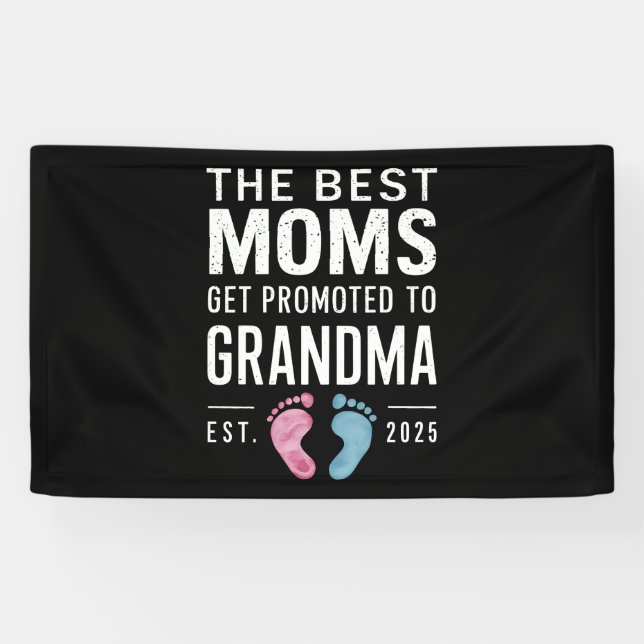 The Best Moms Get Promoted To Grandma Est 2025 Banner (Horizontal)