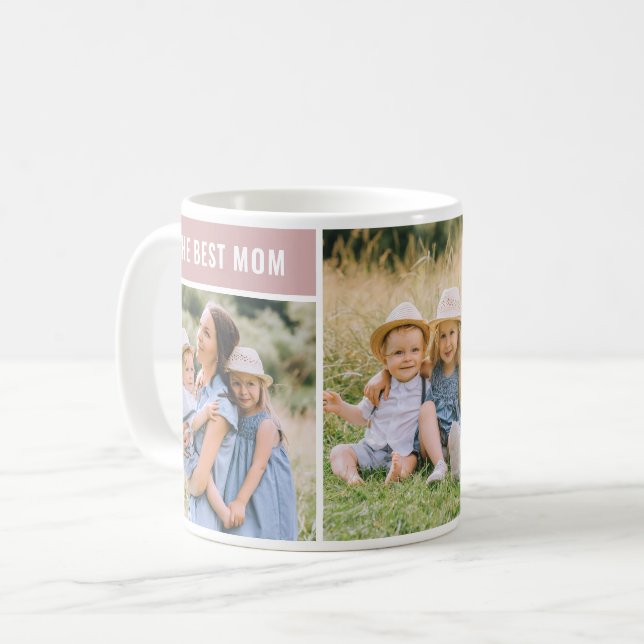 The Best Mum Dusty Rose Mothers Day Photo Collage Coffee Mug (Front Left)