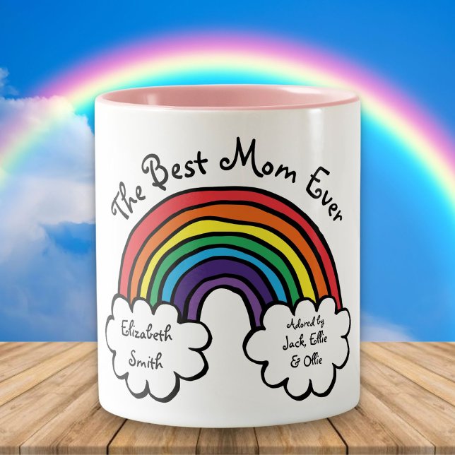 The Best Mum Ever Cute Rainbow Two-Tone Coffee Mug (Creator Uploaded)