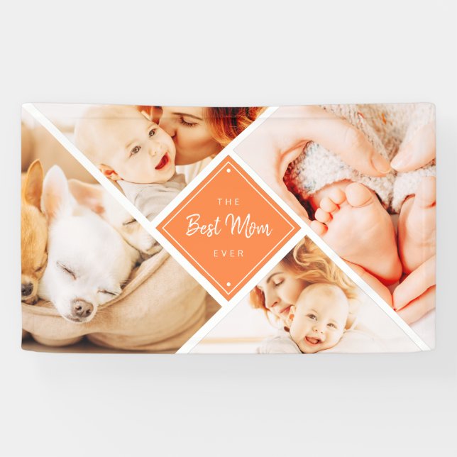 The Best Mum Ever Modern Custom Photos Banner (Horizontal)