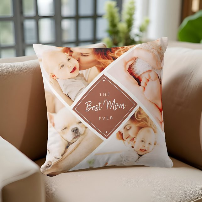 The Best Mum Ever Modern Custom Photos Cushion (Creator Uploaded)