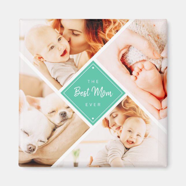 The Best Mum Ever Modern Custom Photos Magnet (Front)