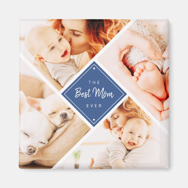 The Best Mum Ever Modern Custom Photos Magnet (Front)