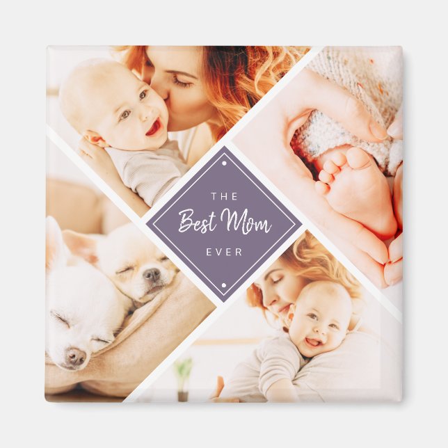 The Best Mum Ever Modern Custom Photos Magnet (Front)
