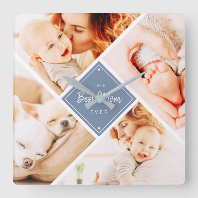 The Best Mum Ever Modern Custom Photos Square Wall Clock (Front)
