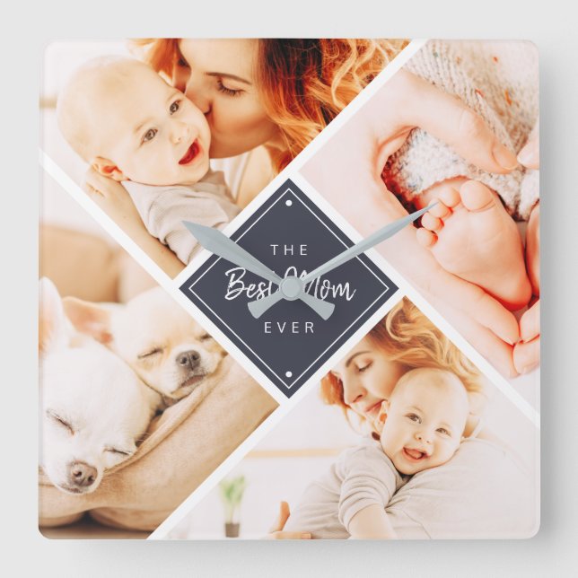 The Best Mum Ever Modern Custom Photos Square Wall Clock (Front)