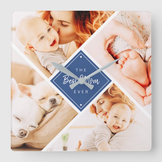 The Best Mum Ever Modern Custom Photos Square Wall Clock (Front)