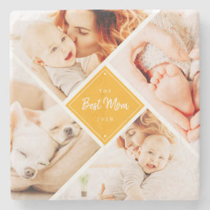 The Best Mum Ever Modern Custom Photos Stone Coaster