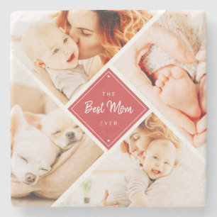 The Best Mum Ever Modern Custom Photos Stone Coaster
