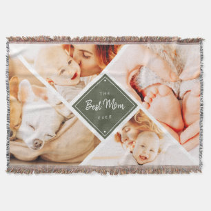 The Best Mum Ever Modern Custom Photos Throw Blanket