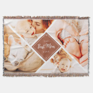 The Best Mum Ever Modern Custom Photos  Throw Blanket