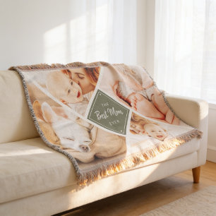 The Best Mum Ever Modern Custom Photos Throw Blanket