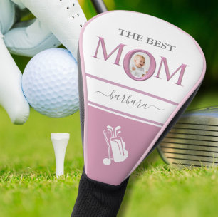 The Best Mum Photo Stylish Pink Lavender Lettering Golf Head Cover