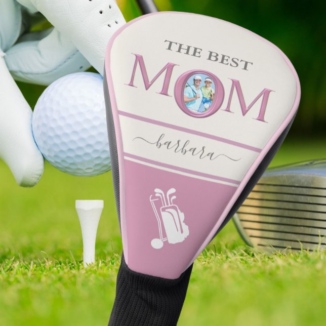 The Best Mum Photo Stylish Pink Lavender Lettering Golf Head Cover (Creator Uploaded)