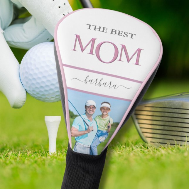 The Best Mum Photo Stylish Pink Lavender Lettering Golf Head Cover (Creator Uploaded)