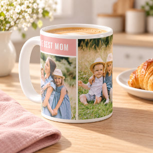The Best Mum Pink Photo Collage Coffee Mug